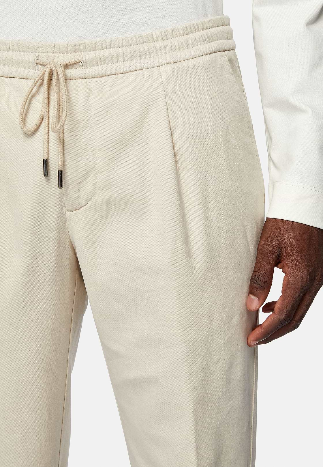 City Trousers in Stretch Cotton Tencel, Sand, hi-res