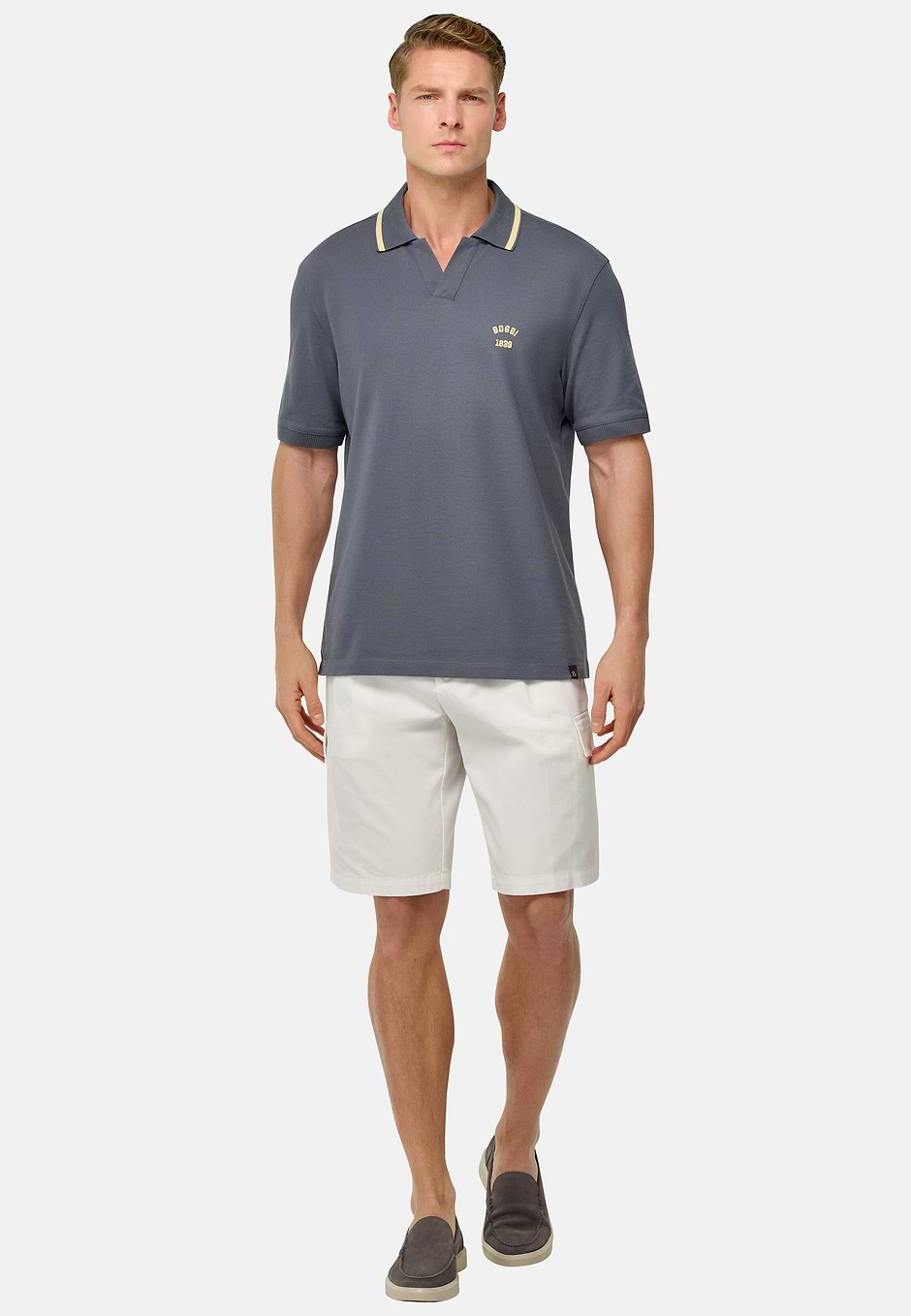 Cotton Piqué Polo Shirt, Charcoal, hi-res