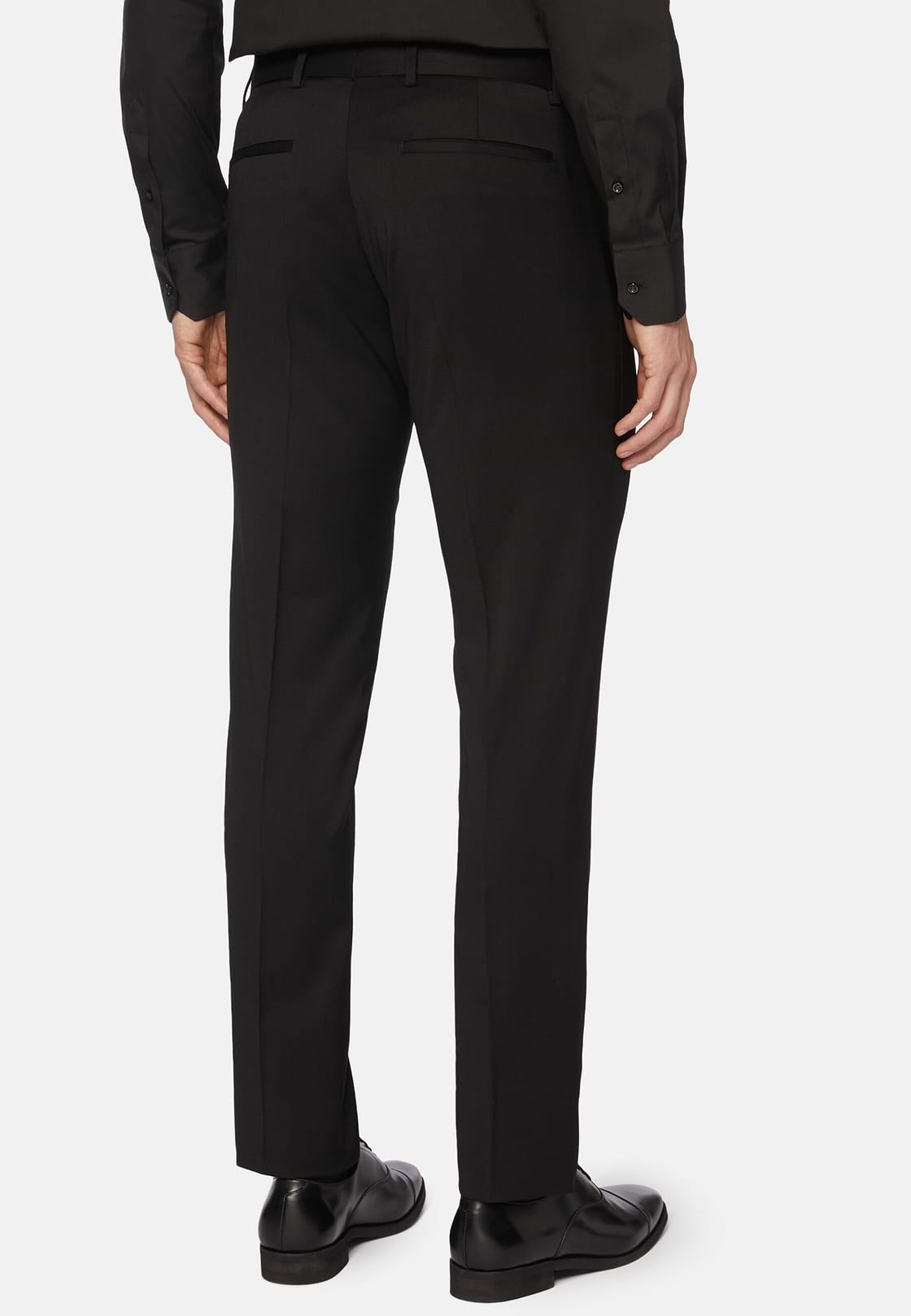 Trousers in Stretch Knitted Wool, Black, hi-res