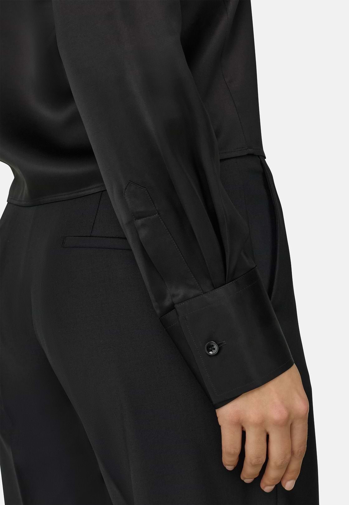 Hemd Aus Satin Regular Fit, Schwarz, hi-res, 4