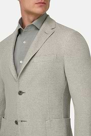 Giacca Micro Struttura In Misto Cotone E Lino B Jersey, Verde Chiaro, thumb, 4