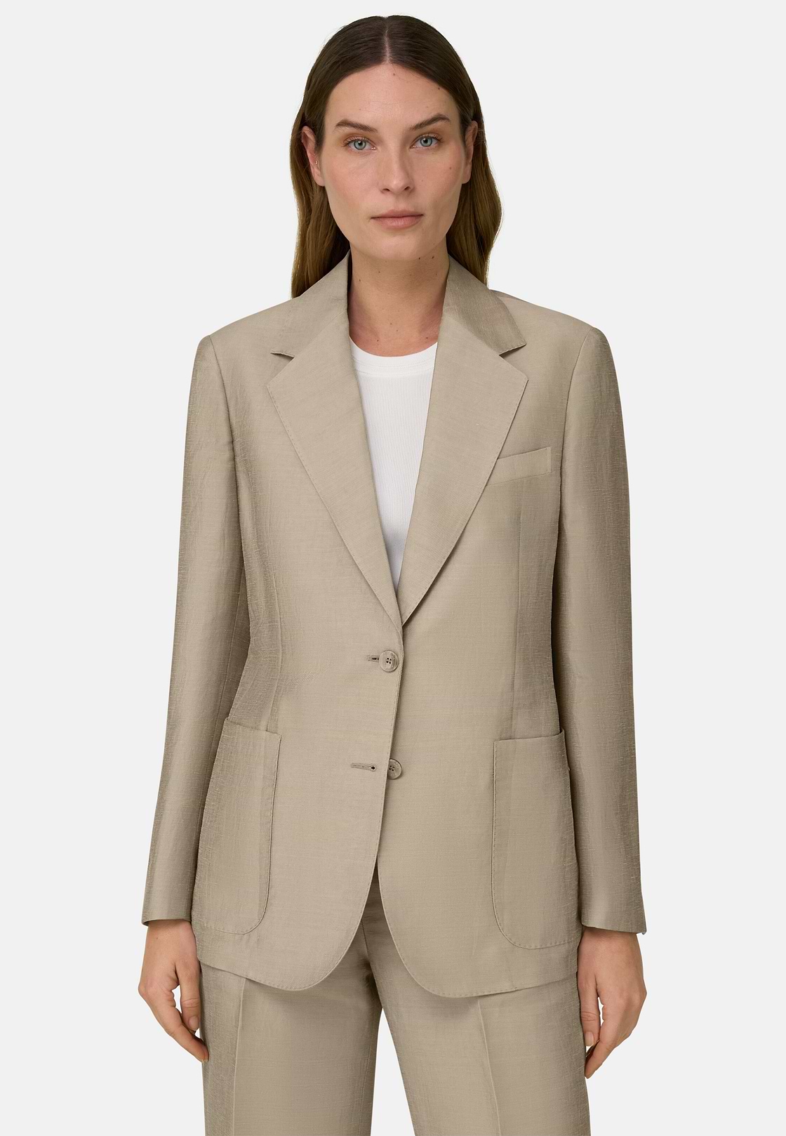 Linen Blend Jacket, Beige, hi-res, 2