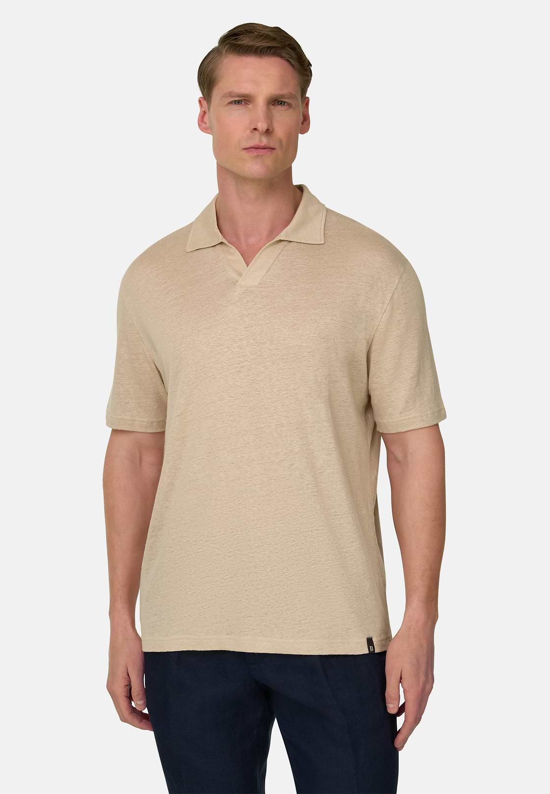 Polo En Jersey De Lin Extensible, Sable, hi-res, 1