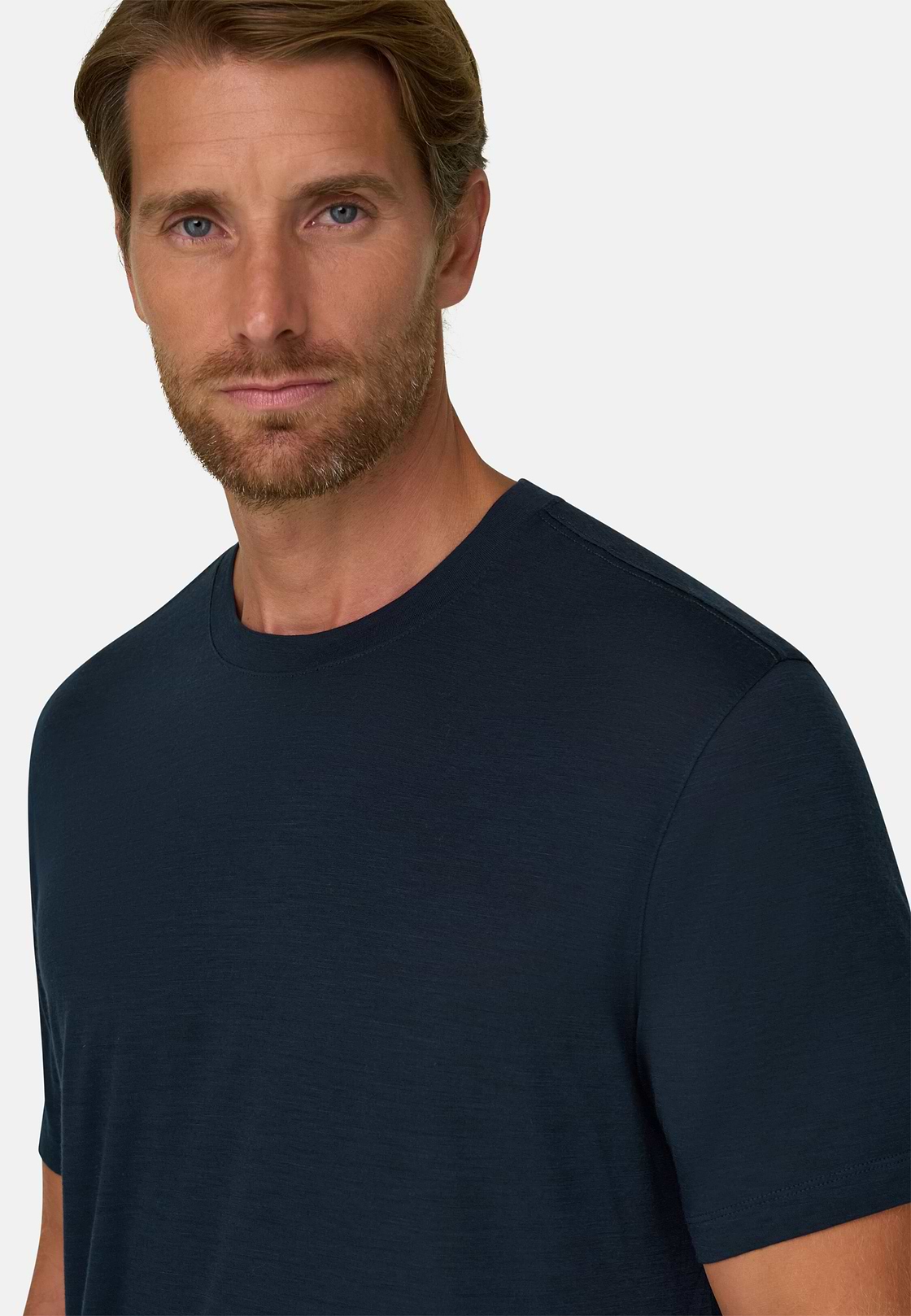 T-Shirt Jersey Cotton Tencel Blend, Navy blue, hi-res, 3