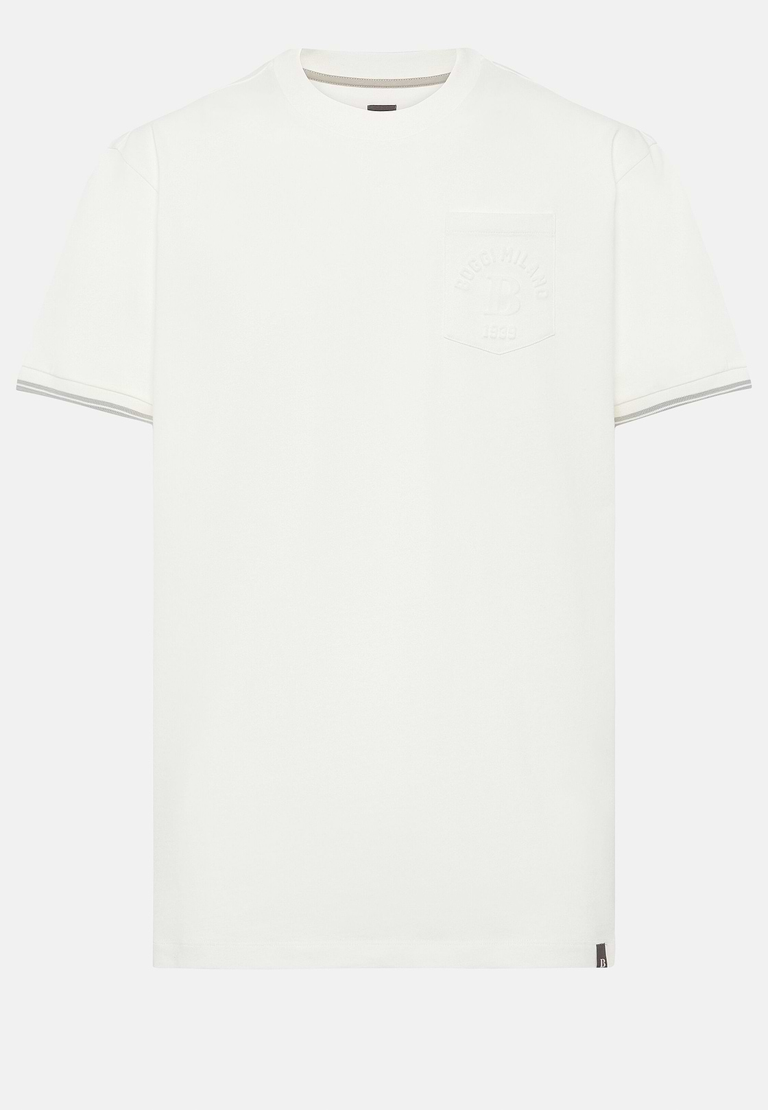 T-Shirt in Misto Cotone Organico, Bianco, hi-res