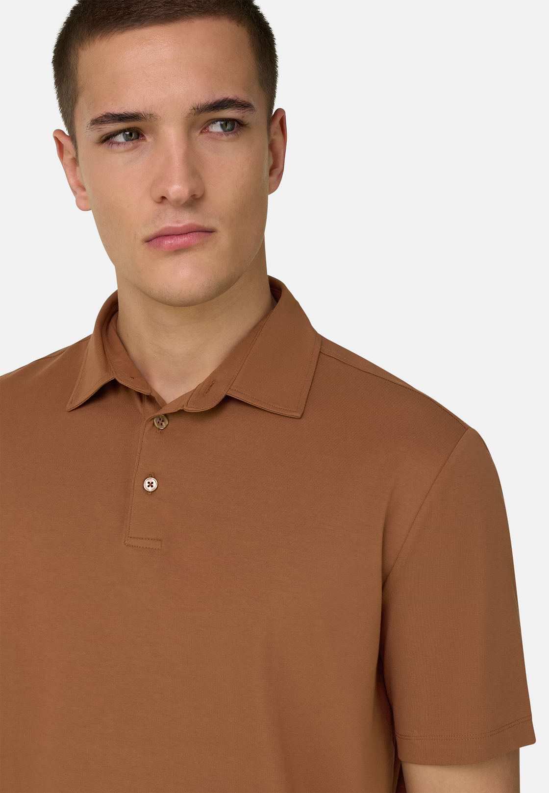 Polo Shirt In Stretch Supima Cotton, Rust, hi-res, 4