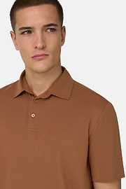 Polo Shirt In Stretch Supima Cotton, Rust, thumb, 4