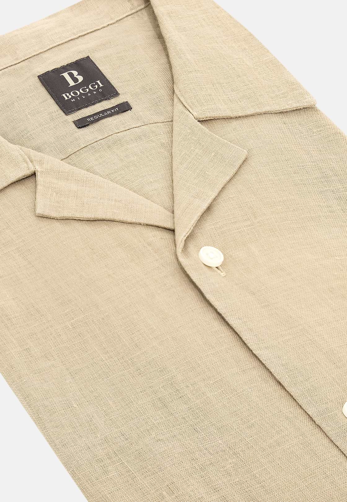 Regular Fit Linen Shirt, Beige, hi-res