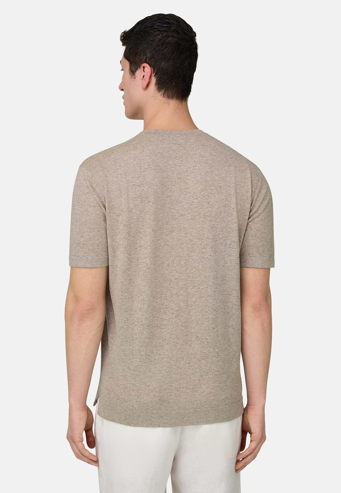 T-Shirt aus Baumwoll-Leinen-Strick, Taupe, hi-res, 3