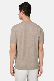 T-Shirt aus Baumwoll-Leinen-Strick, Taupe, thumb, 3