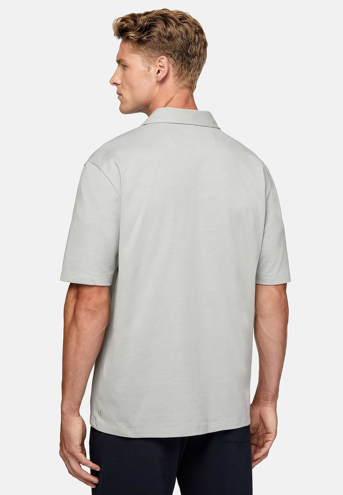 Camisola Polo Jersey Mistura de Algodão Orgânico, Grey, hi-res