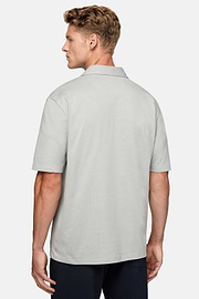 Organic Cotton Blend Jersey Polo Shirt, Grey, hi-res