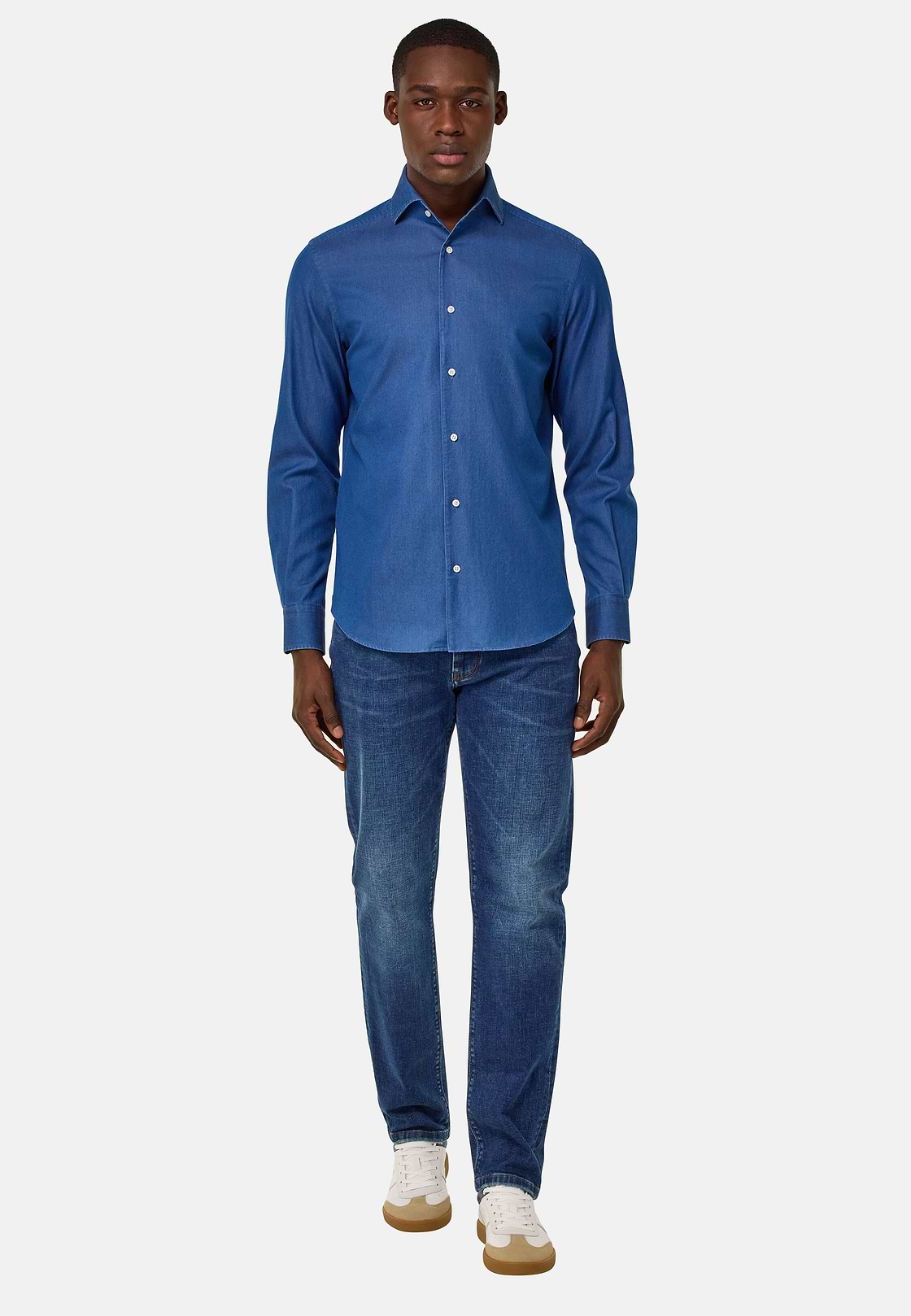 Medium Blue Stretch Denim Jeans, Medium Blue, hi-res