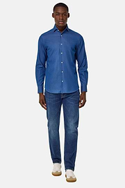 Medium Blue Stretch Denim Jeans, Medium Blue, hi-res