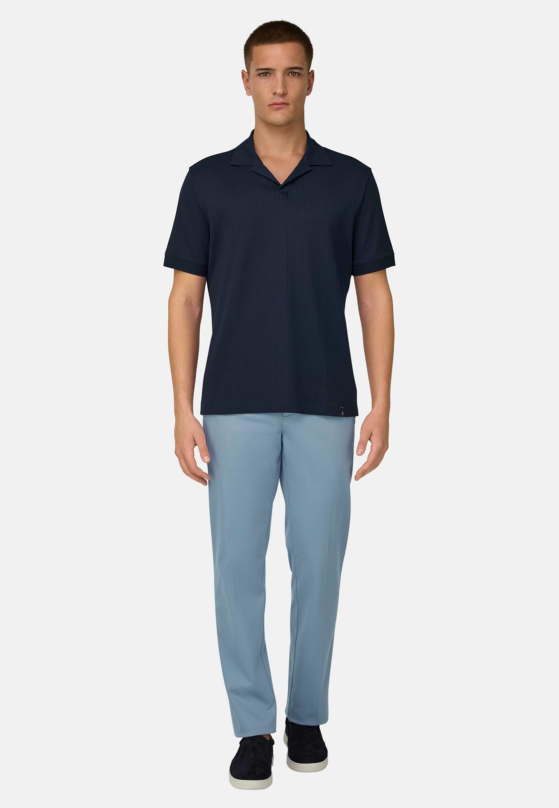 Polo In Cotone Pima Jacquard, Navy, hi-res, 2