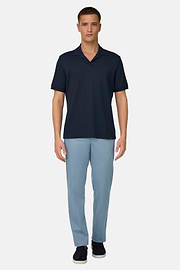 Polo In Cotone Pima Jacquard, Navy, thumb, 2