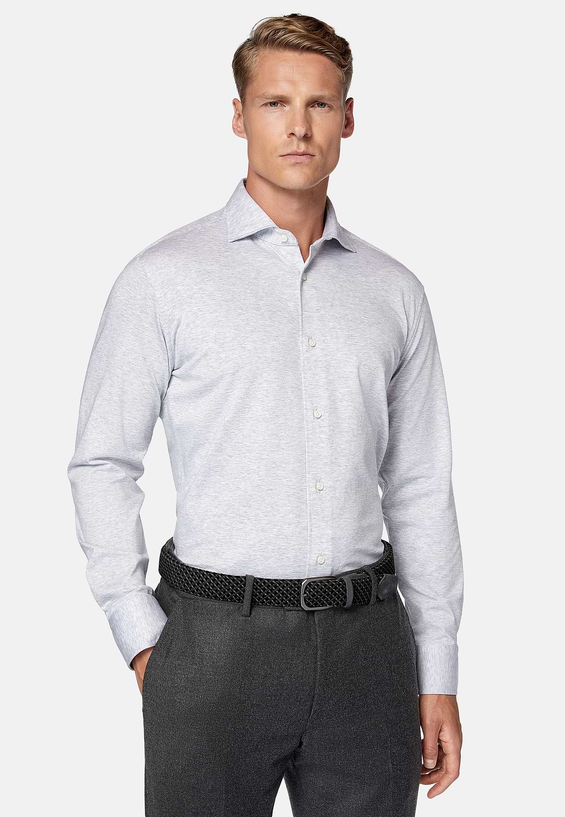 Regular Fit Cotton Jersey Polo Shirt, Light grey, hi-res