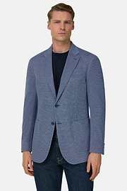 B Jersey Pinpoint Jacket in a Cotton Blend, Blue, thumb, 1