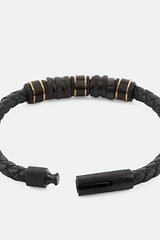 Braided Leather Bracelet, Black, thumb, 3