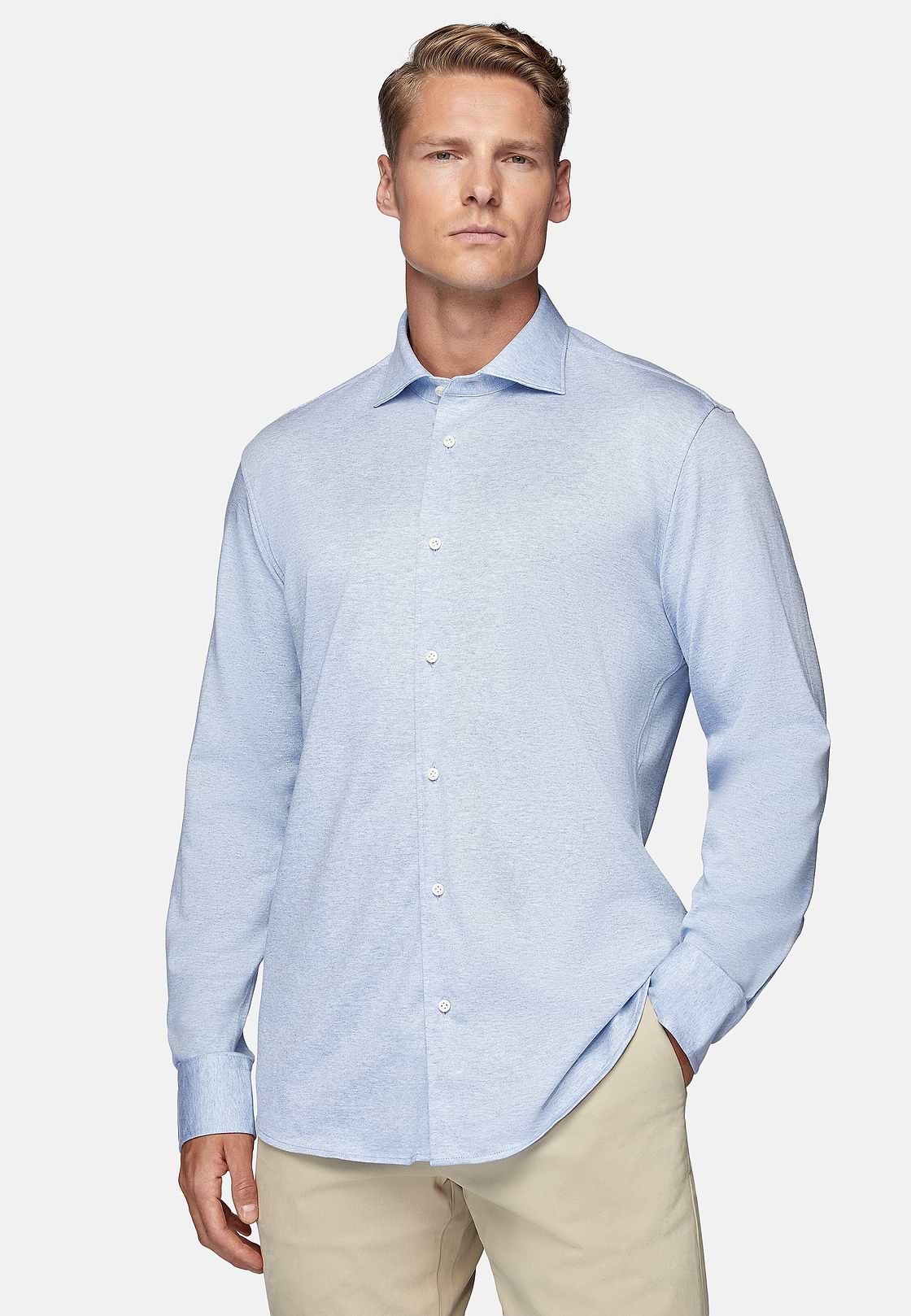 Regular Fit Cotton Jersey Polo Shirt, Light Blue, hi-res
