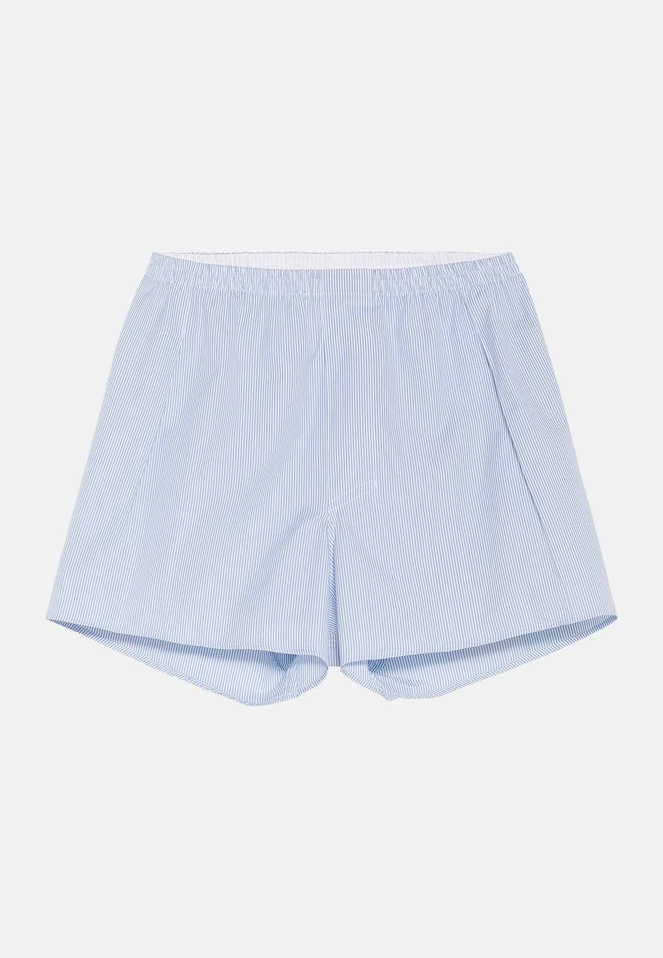 Light Blue Striped Cotton Boxer Shorts, Stripe Light blue, hi-res