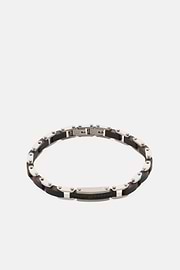 Bracciale A Maglia In Acciaio E Legno, Marrone scuro, thumb, 1