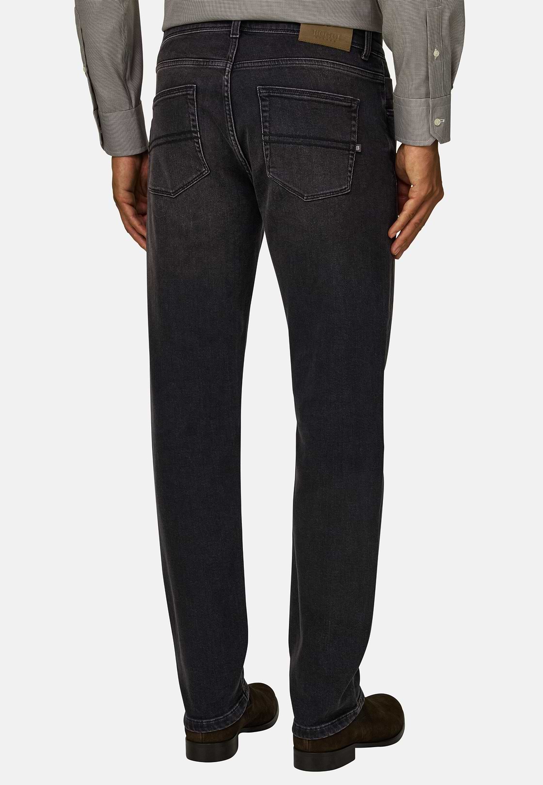 Jeans in Denim Elasticizzato Nero, Nero, hi-res, 5