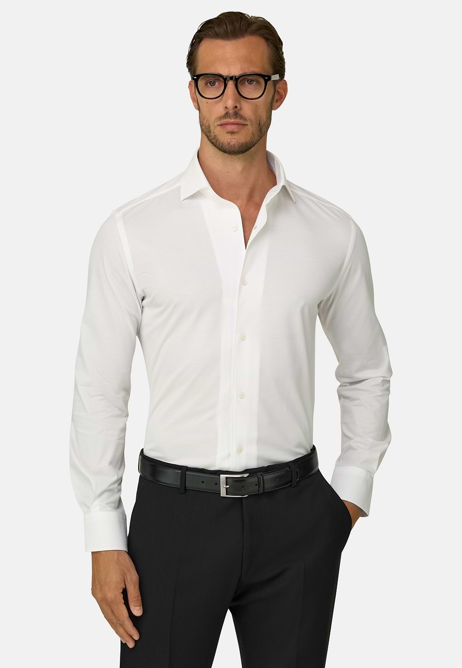 Regular fit japanese jersey polo shirt, WHITE, hi-res