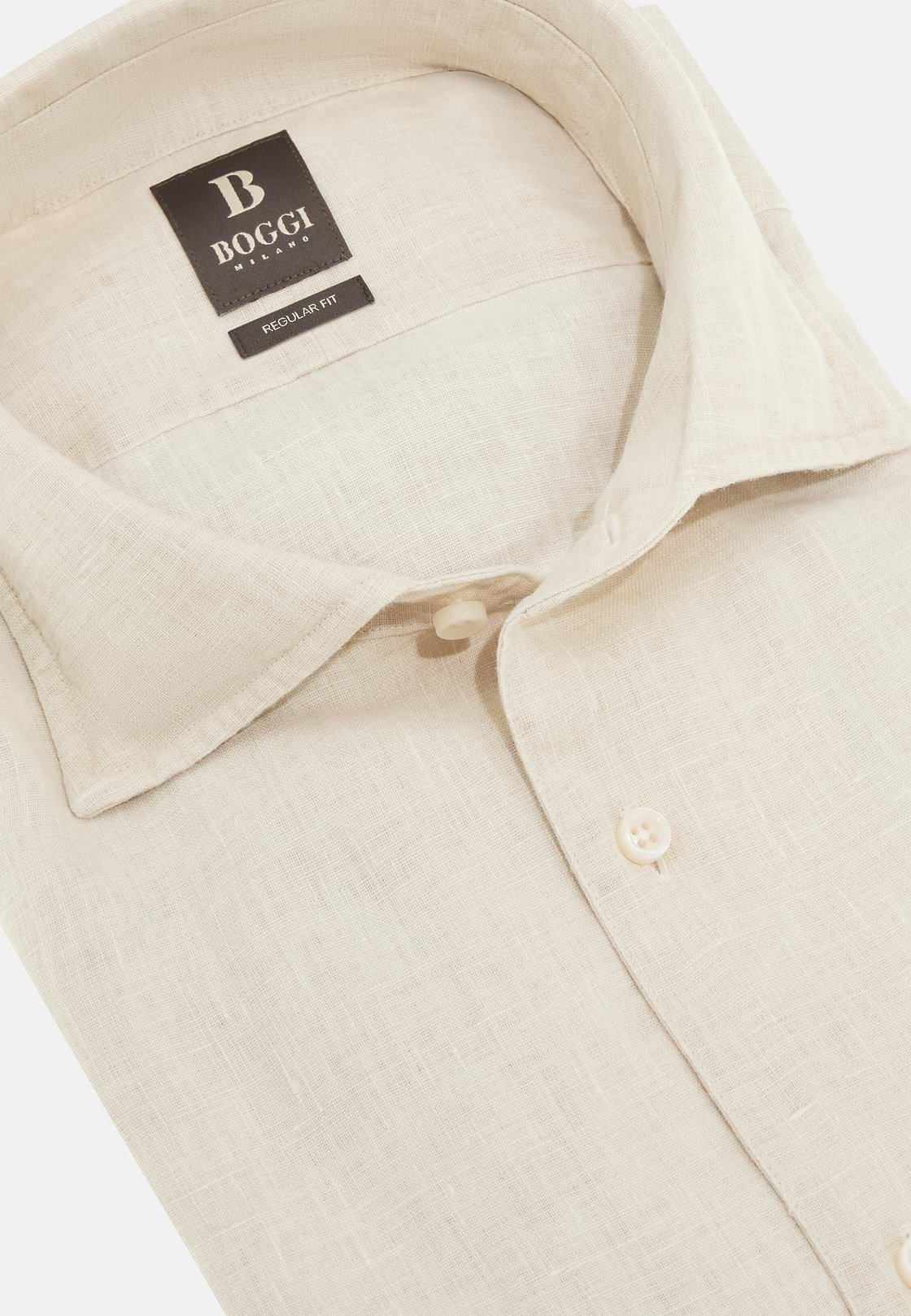 Regular Fit Linen Shirt, Sand, hi-res