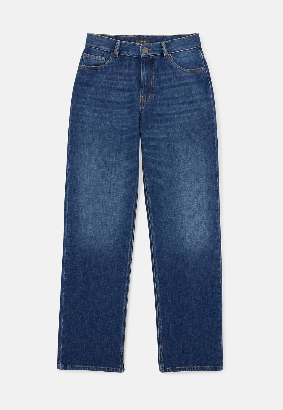 Cotton Denim Jeans, Medium Blue, hi-res