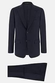 Micro Fancy Wool Blend Suit, Navy blue, thumb, 6