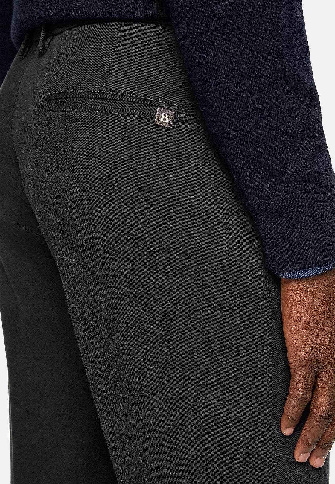 Stretch Cotton Trousers, Navy blue, hi-res