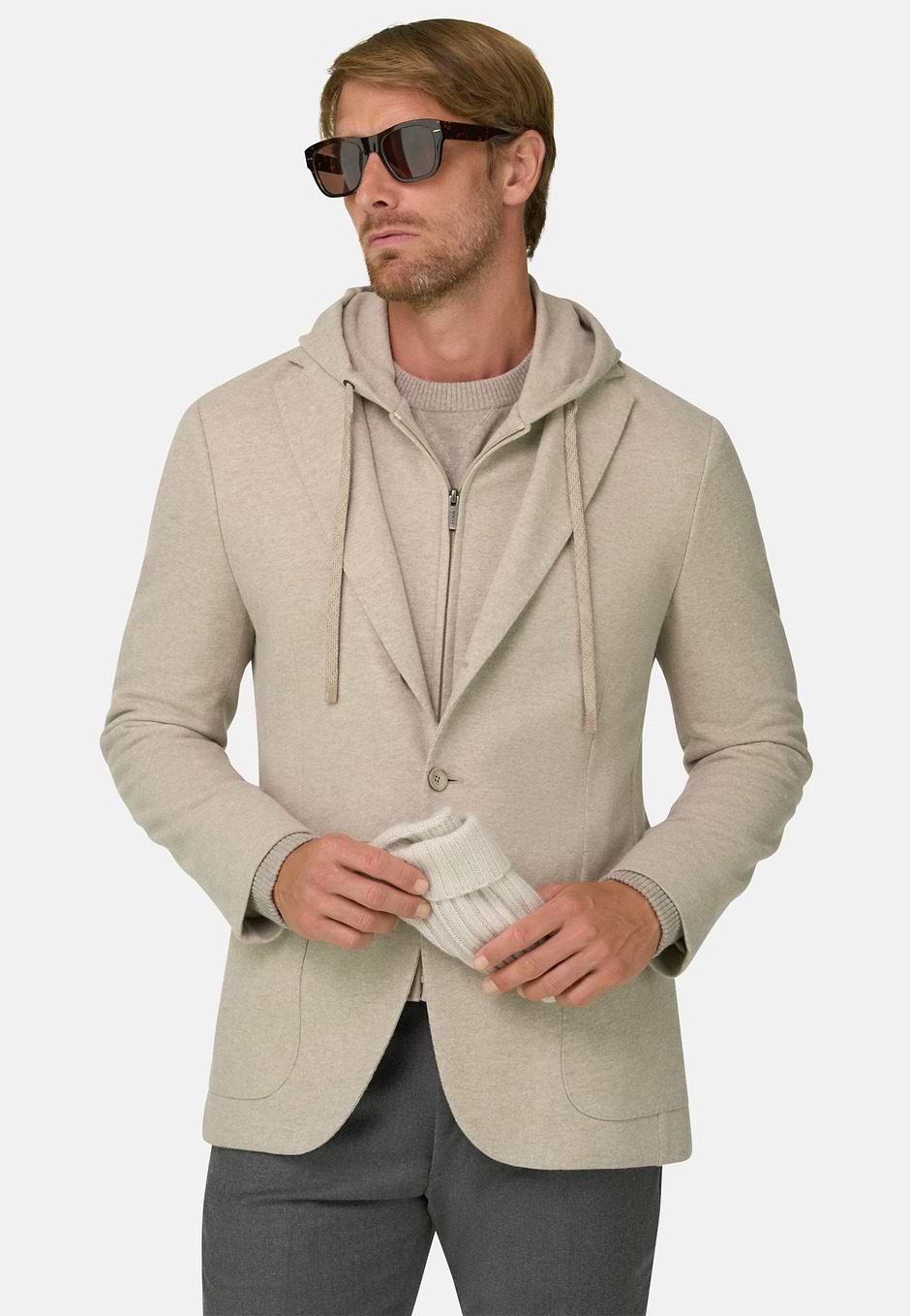 Sweatshirt Blazer Madison Mélange Wool Cashmere B Jersey, Offwhite, hi-res