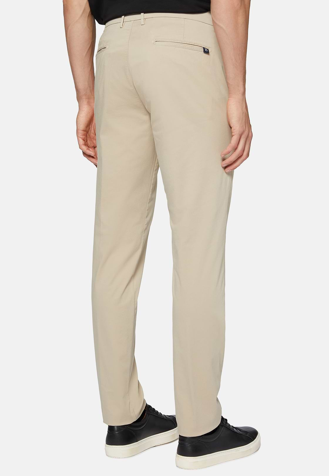 Pantaloni In Cotone Elasticizzato, Beige, hi-res