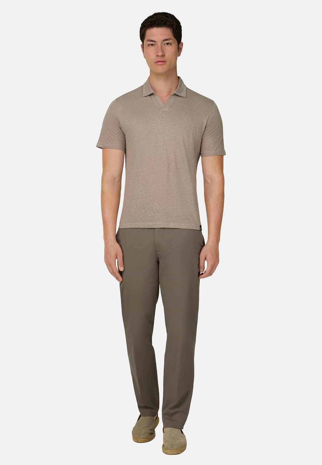 Polo En Jersey De Lin Extensible, Taupe, hi-res, 2