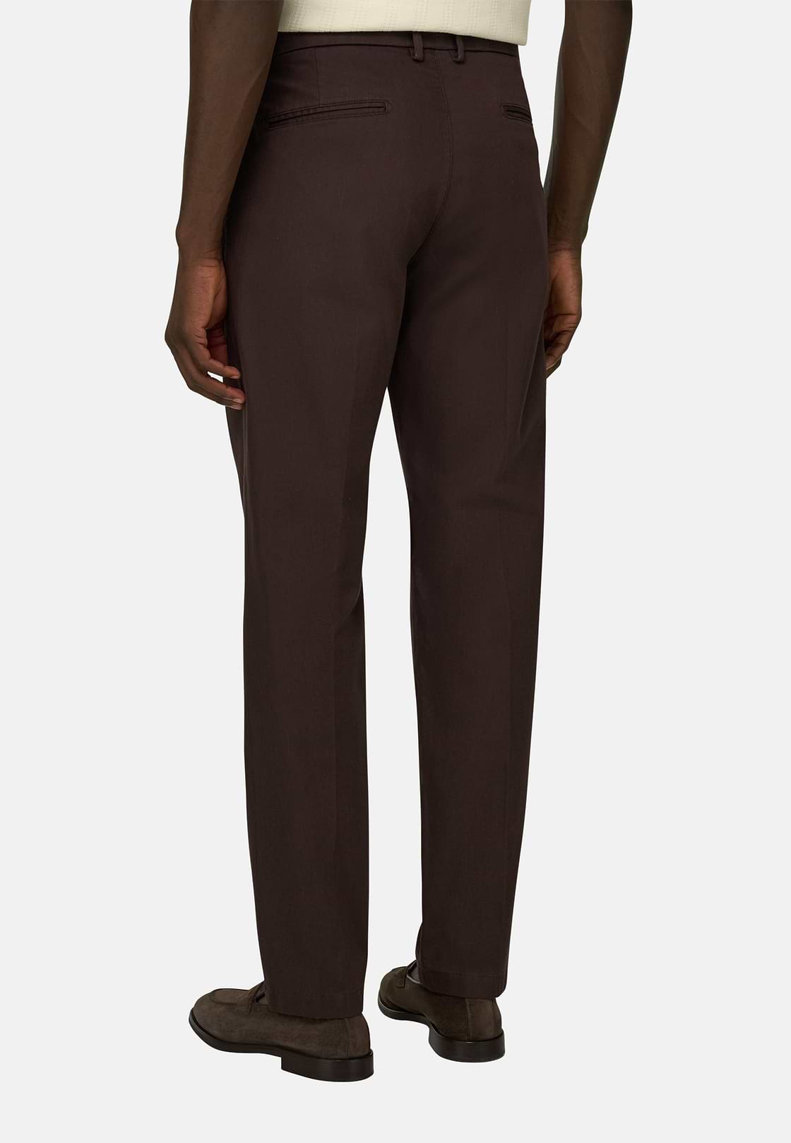 Pantalon En Coton Tencel Extensible, Marron, hi-res, 3