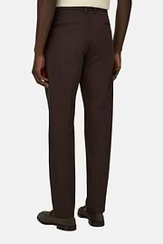 Pantalon En Coton Tencel Extensible, Marron, thumb, 3