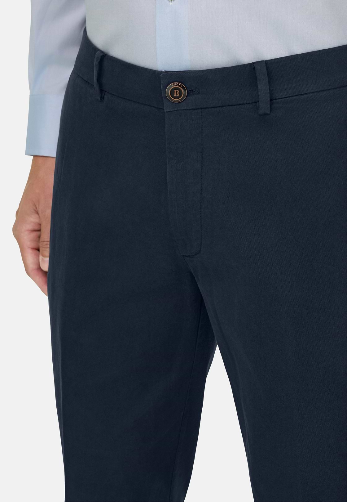 Stretch Cotton Trousers, Navy blue, hi-res, 3