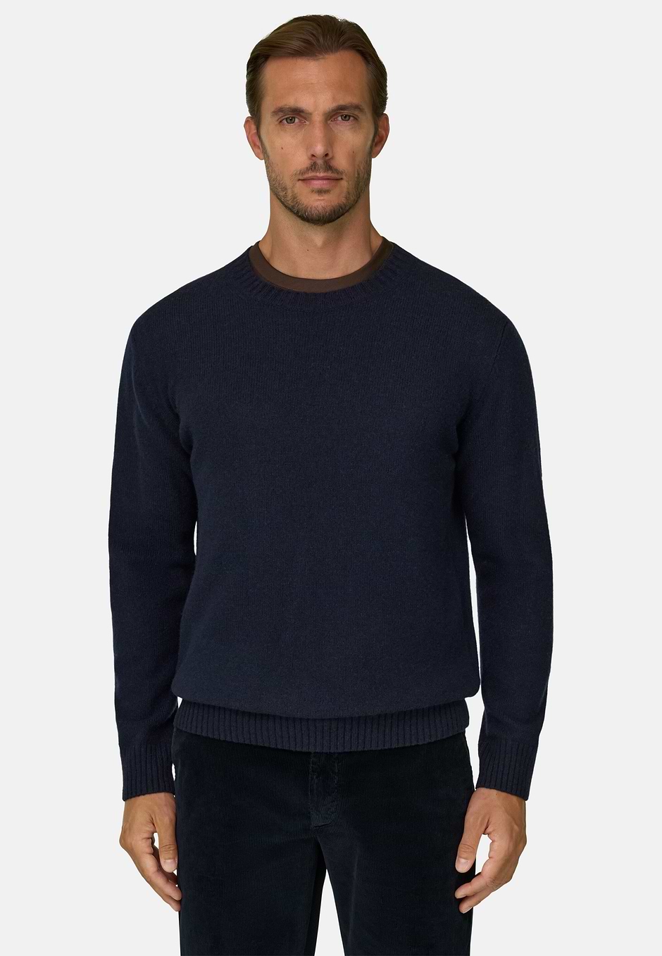Ronde Hals in Gemengd Wol, Navy blue, hi-res