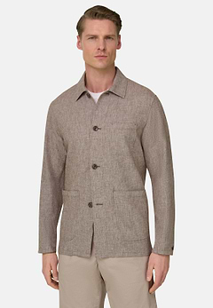 Giacca Camicia In Cotone Lino
