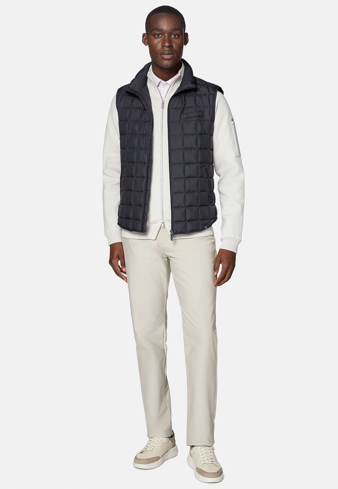 Gilet In Tessuto Tecnico In Piuma D`Oca, Navy, hi-res