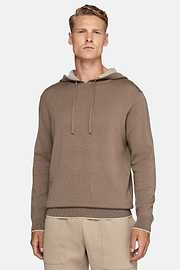 Taupe Hoodie In Wool Nylon Cotton, Taupe, hi-res