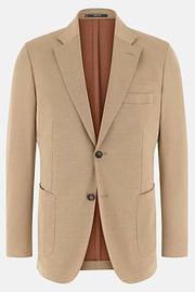 Giacca In Misto Cotone Crepe Solaro B Jersey, Nocciola, thumb, 5