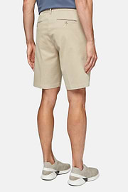 Stretch Cotton Summer Bermuda Shorts, Beige, hi-res