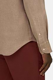 Hemd Aus Leinen Regular Fit, Taupe, thumb, 4