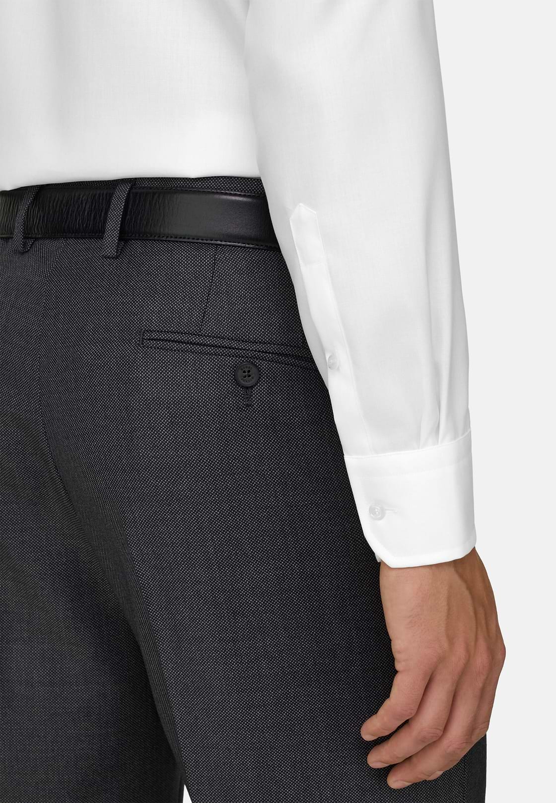 Slim Fit Cotton Twill Shirt, White, hi-res, 4