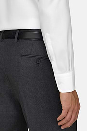 Slim Fit Cotton Twill Shirt, White, thumb, 4