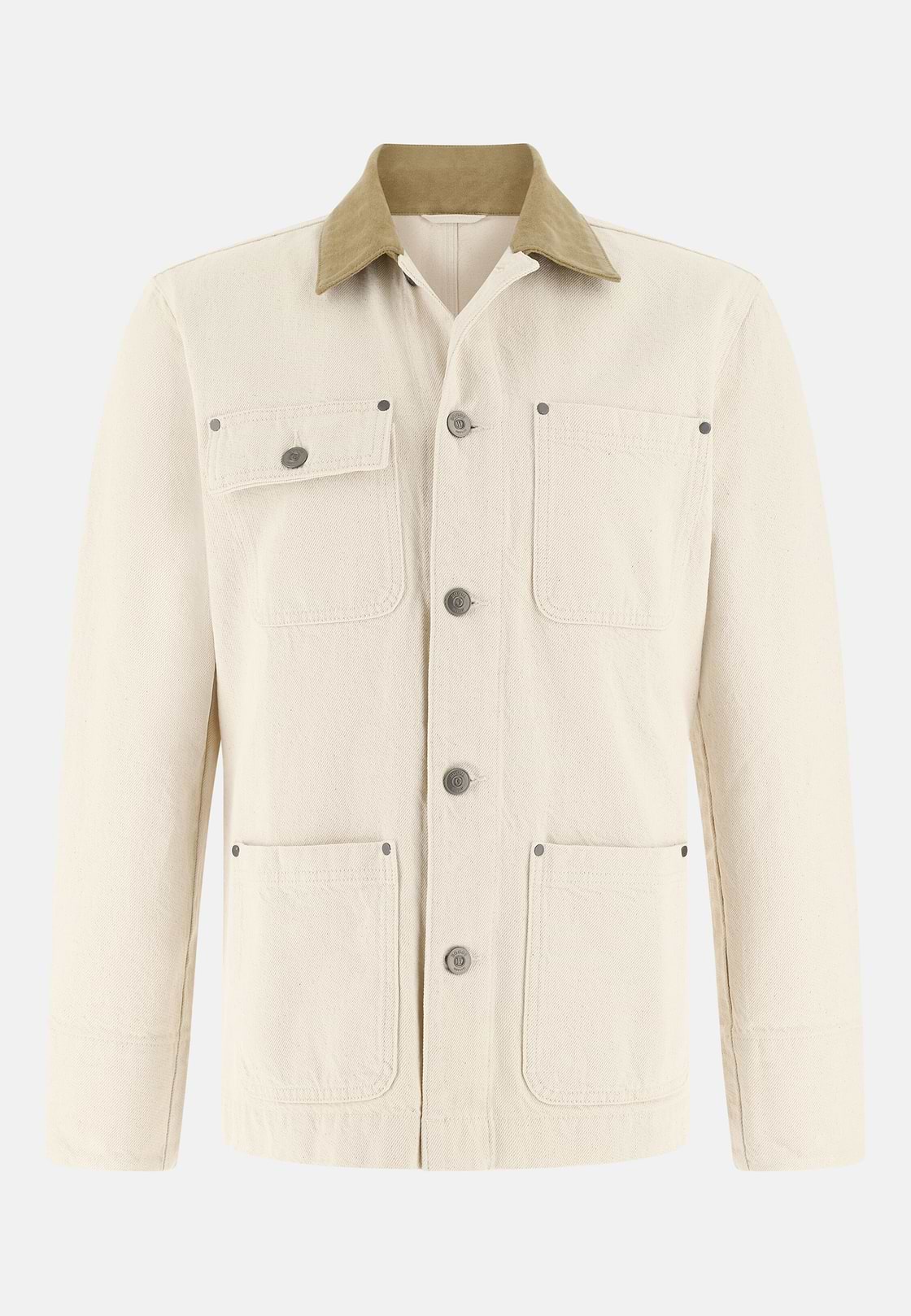 Giacca Camicia In Denim Di Cotone, Crema, hi-res, 5