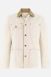 Giacca Camicia In Denim Di Cotone, Crema, thumb, 5