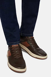 Leren sneakers, Brown, hi-res